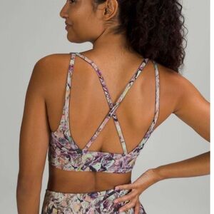 Lululemon in alignment bra long line terrazo glaze floral print size 4